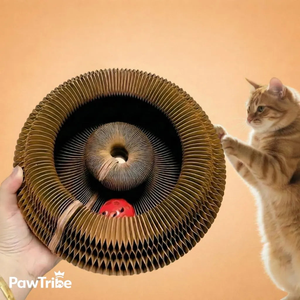 Interactive cat scratching post